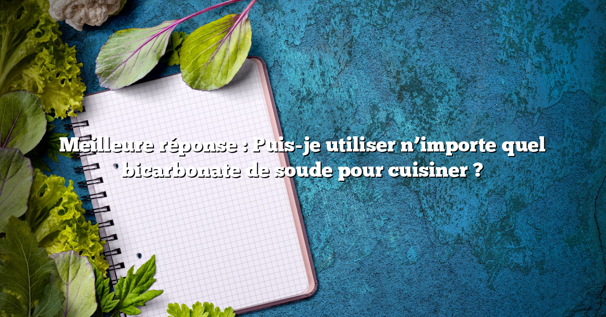 Meilleure réponse : Puis-je utiliser n’importe quel bicarbonate de soude pour cuisiner ? Meilleure réponse : Puis-je utiliser n’importe quel bicarbonate de soude pour cuisiner ?