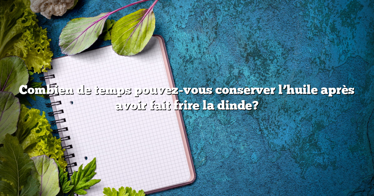 Combien de temps pouvez-vous conserver l’huile après avoir fait frire la dinde?