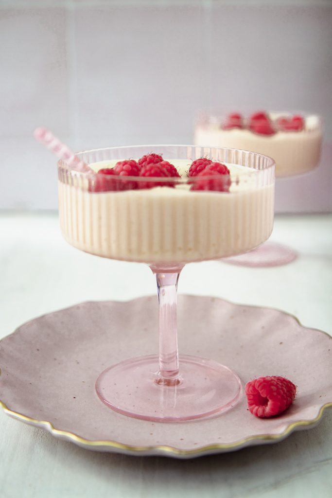 mousse au chocolat blanc framboises