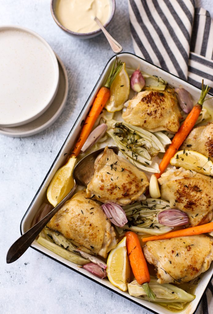 Plateau français au poulet, moutarde et fenouil